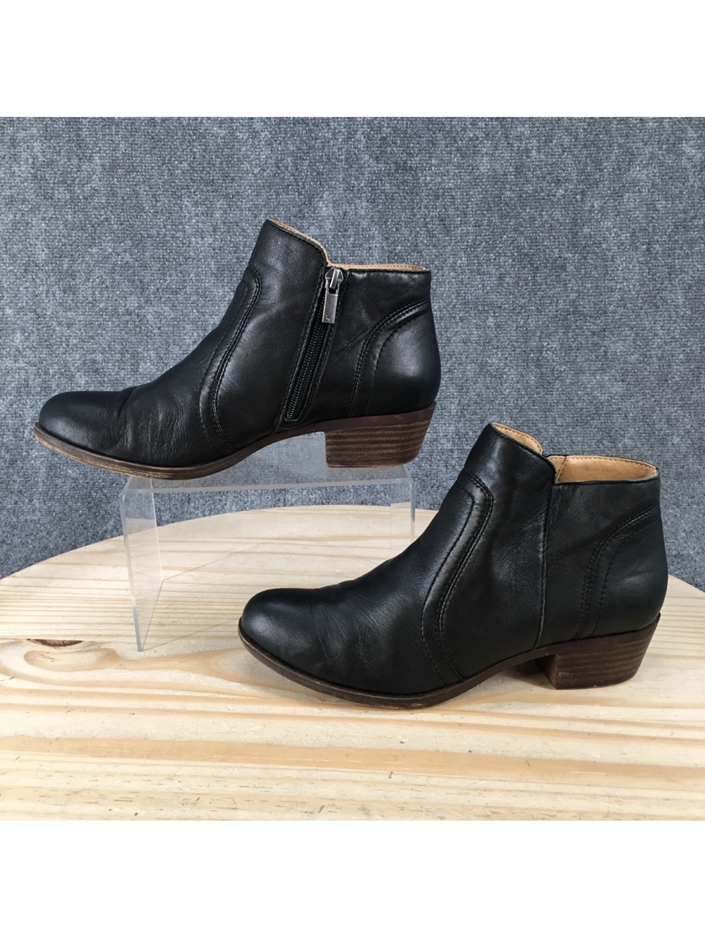 Lucky Brand Women's Black Leather Brolley Ankle Booties with Low Heel